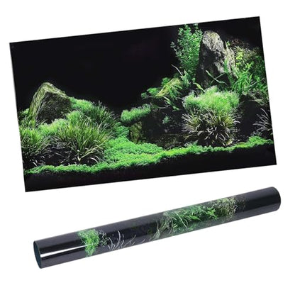 Aquarium Background Aquarium Decoration Sticker, DIY Aquarium Fish Seafloor Water Grass Background Painting PVC Sticker(91 * 50cm)