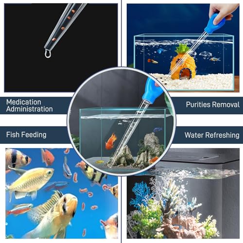 Aquarium Feeder Pipette with Dual Scale & Safe Rubber Tip, Multi-Function Fish Tank Siphon for Cleaning, Feeding and Water Changing - 11.42 Inch - size: 11.42 inch