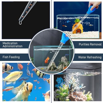 Aquarium Feeder Pipette with Dual Scale & Safe Rubber Tip, Multi-Function Fish Tank Siphon for Cleaning, Feeding and Water Changing - 11.42 Inch - size: 11.42 inch