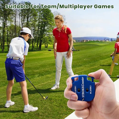 4 Pcs Golf Stroke Counters, Portable Golf Score Counter, 2-Player Score Counter for Golf Training, Tournaments & Games, Dial Resetting, Key Chain