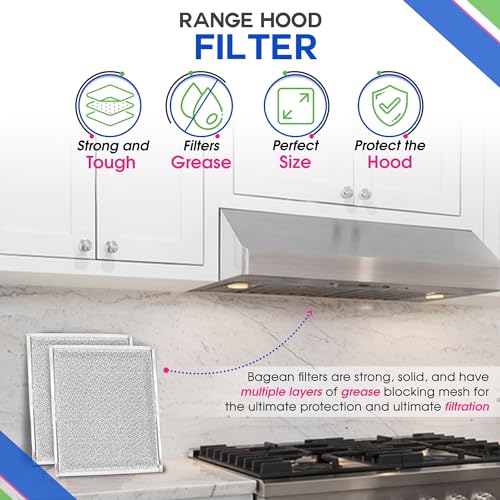 Bagean Stove Hood Vent Filter 10.5" x 8.75" 97006931 Compatible with Broan Range Hood Filter Replacement BP29 - Fit's Nutone Kitchen Exhaust Fan Filters - Blocks Grease & Filters Oven Air (2-Pack)
