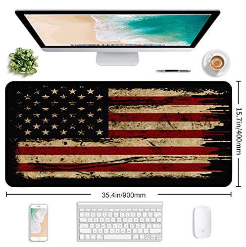 US Flag Anti Slip Waterproof Mouse Mat, Laptop and Home Office Desk Mat | The Surface Of The Mouse Pad Is Designed With Fiber Woven Material, And The Base Is Made Of Natural Anti Slip Rubber. - color: American Antique Flag