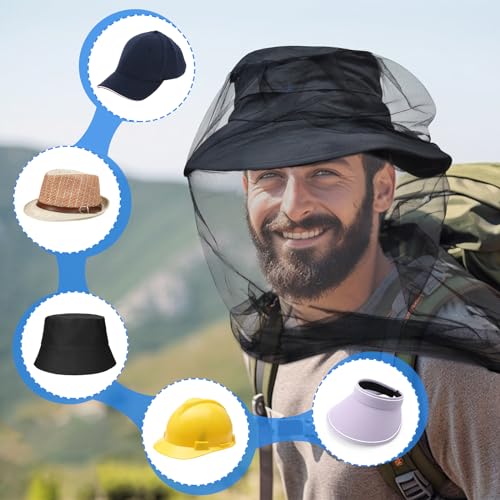 Premium Mosquito Head Net for Insect, 2 Pack, Fly & Bug Protection | Ultra Large & Long, Extra Fine Holes for Camping, Hiking, Fishing, Gardening, Safari, Fits All Hats for Men & Women