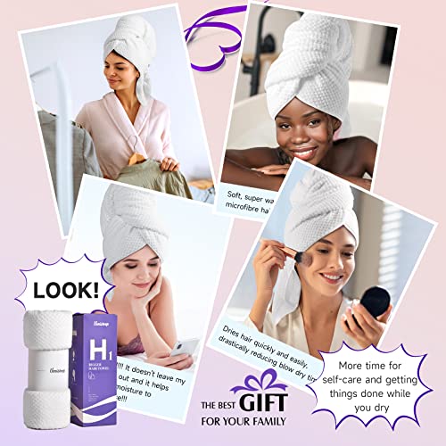 Umisleep Extra Large Microfiber Hair Towel, Ultra Absorbent, White - color: White