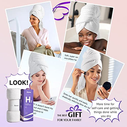 Umisleep Extra Large Microfiber Hair Towel, Ultra Absorbent, White - color: White