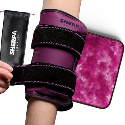 Medium Gel Ice Pack Wrap with Straps, Stretchable 8" x 23" | Hot and cold gel ice pack for pain relief, tennis elbow, ankle, foot & hand, iwith straps hold pack securely in place, purple - size: Medium, style: Purple