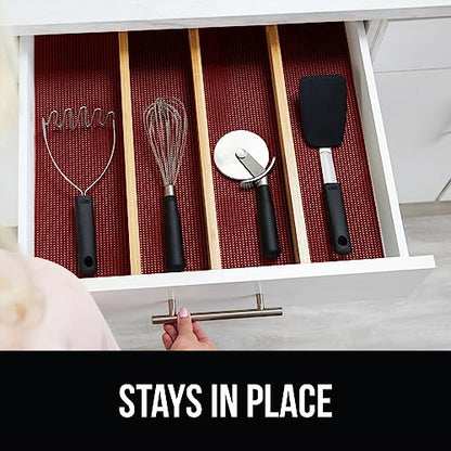 GORILLA GRIP powerGRIP Drawer Shelf and Cabinet Liner, Thick Strong Hold, Non-Adhesive Liners Protect Kitchen Cabinets and Cupboard, Bathroom Drawers, Easy Install, Breathable Mat, 12" x10', Red - color: Red, style: 12" x 10'