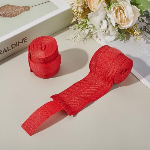 CREATCABIN 2pcs Boxing Hand Wraps Inner Gloves 120 Inch Thumb Loop Bandages Elasticated Padded Fist Under Mitts Protection Muay Thai MMA Kickboxing Martial Arts Punching Training for Men Women(Red)