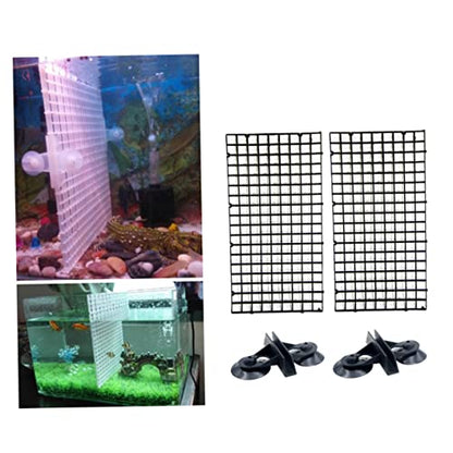 HEMOTON 1Set Spliced Lattice Plate for Aquariums Black Panels Suction Cups Easy to Install Fish Tank Divider for Isolation and Breeding