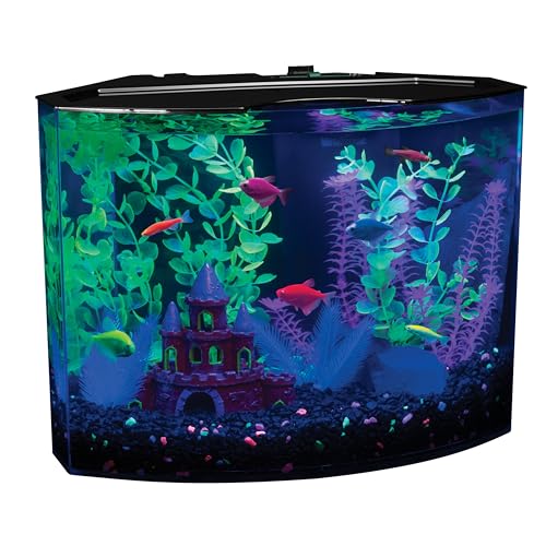 GloFish Crescent Aquarium Kit 5 Gallons, Includes Hidden Blue LED Light And Internal Filter - size: 5-gallon crescent kit