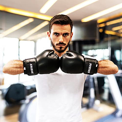 Kruzak Plain Boxing Gloves for Sparring, Kickboxing, Muay Thai, Martial Arts & MMA Fighting - Men & Women Punch Bag Mitts Training and Focus Pads Punching - color: Black, size: 10 oz
