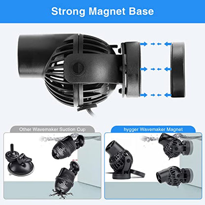 hygger Wave Maker with Controller for Feeding, 792 GPH Ultra-Silence Aquarium Powerhead with Strong Magnet Suction Base for Freshwater or Saltwater Fish Tank, 360° Rotating Aquarium Wavemaker Black