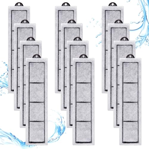 12 Pcs Aquarium Filter Cartridges Replacement Compatible with RF-S Filters, 4-Stage Activated Carbon & Zeolite Fish Tank Filter Refills for Desktop Aquariums, Cleaner & Healthier Water