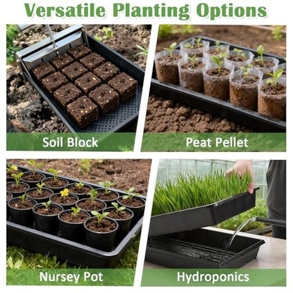 RooTrimmer 10 Pack 1020 Trays and 10 Pack 1020 Mesh Bootom Trays, 20'' x 10'', Heavy Duty Propagation Flats for Microgreens, Seed Starting, Soil Blocks, Hydroponics & Wheatgrass (10 Sets) - size: 21L x 11 W x 2.5 H