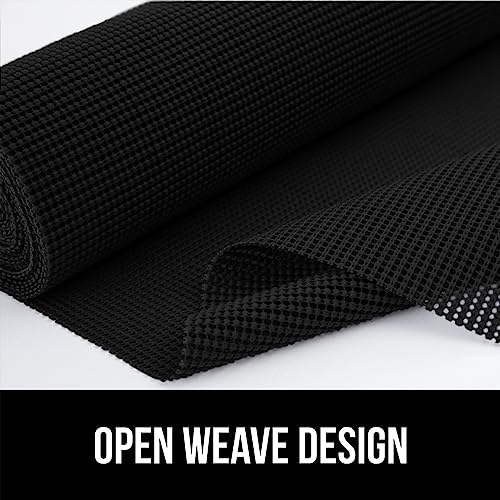 GORILLA GRIP powerGRIP Drawer Shelf and Cabinet Liner, Thick Strong Hold, Non-Adhesive Liners Protect Kitchen Cabinets and Cupboard, Bathroom Drawers, Easy Install, Breathable Mat, 12" x20', Black - color: Black, style: 12" x 20'