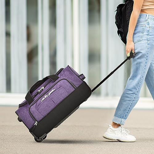 Pacific Gear Duffel Bag with Rolling Wheels - color: Purple, size: 21 inch