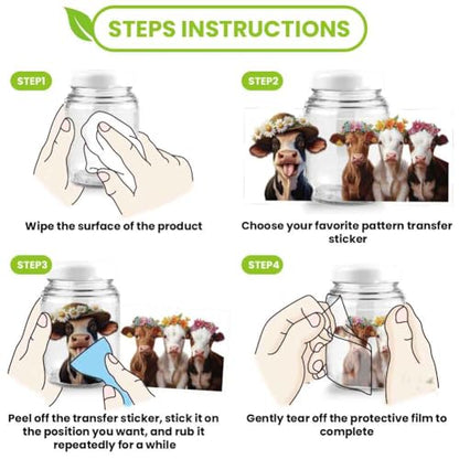 arricraft 10 Pcs Cattle Theme Cup Printing UV Transfer Papers, 10 Styles Highland Cattles Funny Cows PVC DIY Heat Transfer Stickers for 16 OZ Glass Cups Crafts 9.5x4.3inch - style: Cattle Theme