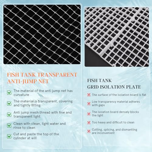VILLCASE Fish Tank Anti-Escaping Net Aquarium Mesh Cover 27.55X20.86 Inches Breathable Escape-Proof Screen with 5 Brackets Practical Fish Tank Netting for Home Aquariums