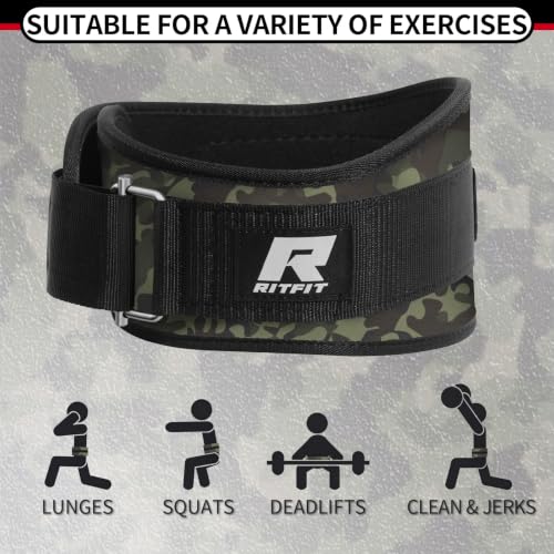 RitFit Weight Lifting Belt 6 Inch for Squats Deadlift Strength Training - color: Camo Green, size: M(30"-36")