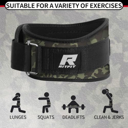 RitFit Weight Lifting Belt 6 Inch for Squats Deadlift Strength Training - color: Camo Green, size: S(26"-32")