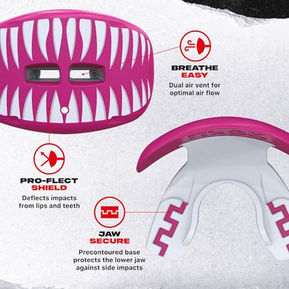 SAFEJAWZ Lip Guard, Football Mouth Guard with Detachable Strap - color: Viper Pink