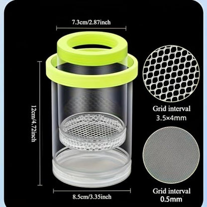 Fish Breeding Box, Floating Aquarium Hatchery Cage with EVA Buoyancy Ring, Adjustable Height Isolation Container for Guppy Fry Small Fish - color: Green, size: 5.6*3.6in