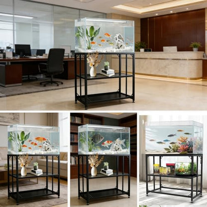 Fish Tank Stand 40 Gallon, Metal Aquarium Stand with Adjustable Shelves, 660 lbs Top Load Capacity, Floor-Protecting Rubber Pads