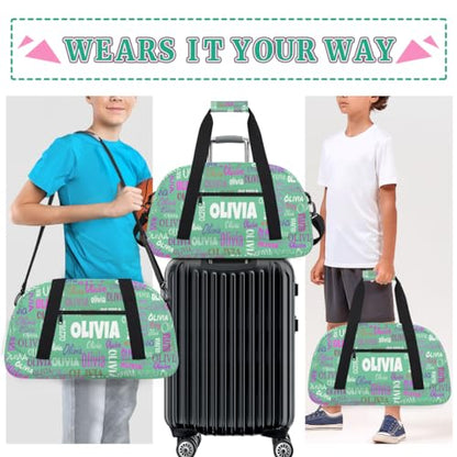 Custom Named Dance Ballet Bag Girls Travel Light Green Duffle Bag | Overnight Weekender Bags Sports Duffel Bag for Girls - color: Color14