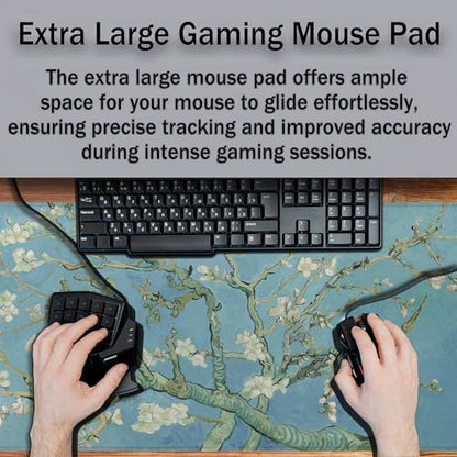 Big Mouse Pad Modern Desk Pad Computer Desk Mats Large Mouse Pads Large Mousepad Waterproof Non-Slip Rubber Base 35.4 X 15.7 for Game Office, Vincent Almond Blossom - color: Vincent Almond Blossom