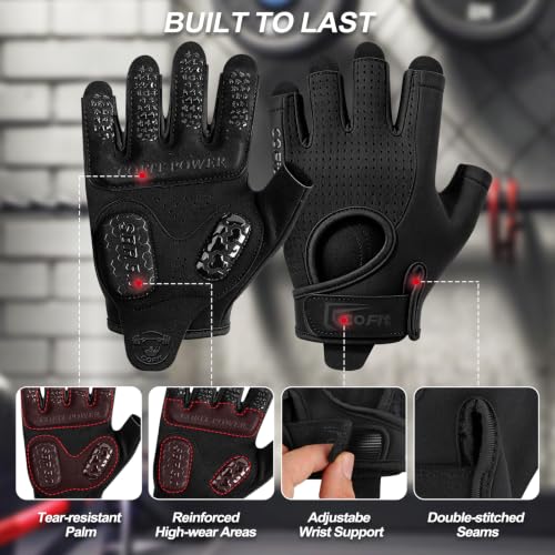 Workout Gloves for Men Women, Weight Lifting Gloves with 5MM Padded Palm, Non-Slip Gym Gloves, Fingerless Breathable Fitness Gloves for Training, Exercise, Pull Ups - size: X-Large