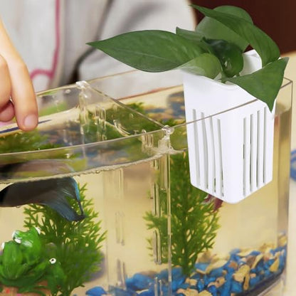 DONGKER Aquarium Plant Holder,2 PCS Hanging Aquatic Planted Pot Hydroponic Fixed Basket Wall Mounted Planting Bracket for up to 0.5" Thick Water Tanks Aquarium Decor