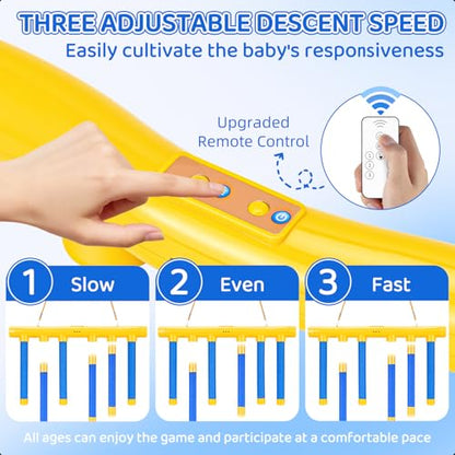 Reflex Drop Sticks Game, 3 Speeds & Solo, Reaction Play Toy for Party - color: Blue and Yellow