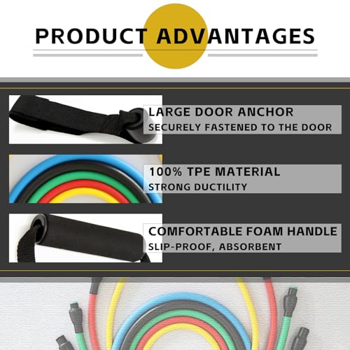 Latex-Free Resistance Bands with Handles for Exercise and Therapy