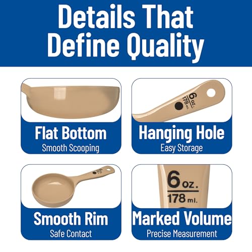 Carlisle FoodService Products Measure Miser Plastic Measuring Spoon with Short Handle, 6 Ounces, Beige