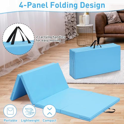 Gymnastics Mat, 3x6FT / 4x8FT 2" Thick Kids' Folding Tumbling Mat - color: 3x6FT-Light Blue