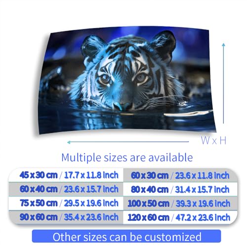 Aquarium Background Stickers - Tiger, Blue, Water, Reflection Self-Adhesive Fish Tank Reptile Terrarium Decor Poster (120 x 60 cm / (47.2 x 23.6 inches)) - size: 120 x 60 cm / (47.2 x 23.6 inches)