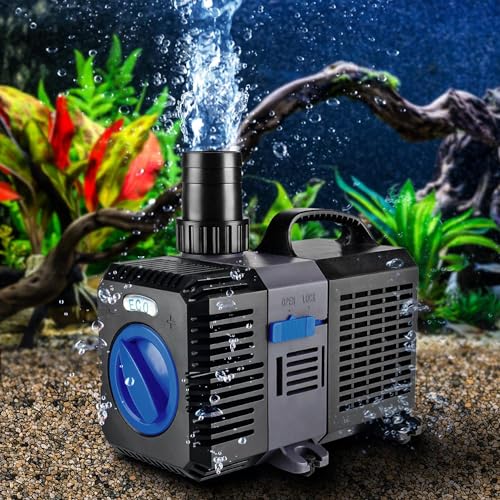 Flexzion Submersible Aquarium Water Pump 1200GPH - High FQ Ultra-Quiet Adjustable Flow Fish Pond Pump for Fresh & Saltwater Tanks, Hydroponics & Outdoor Fountains with Nozzle Set - size: 1200GPH