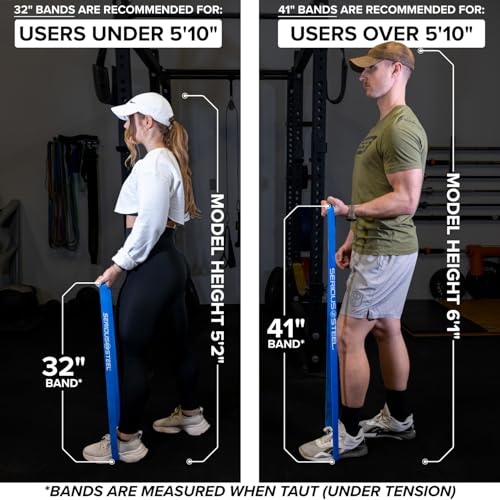 Serious Steel Fitness 32" Resistance Training Bands (Portable Exercise Band System Training Bands- Great for Individuals Under 5'10") - color: #4 Green (50-120 lbs.)