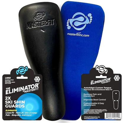 The Eliminator Ski Shin Guards for Skiing, Adult Ski Shin Guards for Skis and Snowboard Boots, Foam Pads to Reduce Discomfort, Boot Volume Reducer & Protector for Men & Women - size: Small