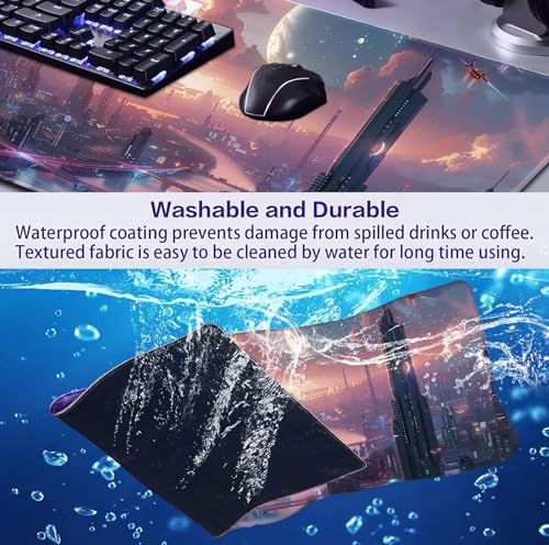 Digital Night Scene Office Art Desk Mat, Female Learning Computer Mouse Mat | The Surface Of The Mouse Pad Is Designed With Fiber Woven Material, And The Base Is Made Of Natural Anti Slip Rubber. - color: City Night Scene