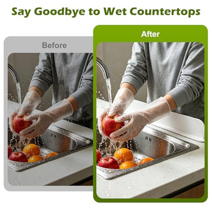 Sink Splash Guard, 19.29" Kitchen Water Protector with Self-Adhesive Silicone, Dishwasher Safe Silicone for Sink, Countertop & Bathroom(Orange)