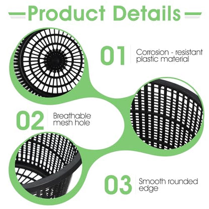 5 Pcs Net Pots for Hydroponics, 8.35 Inch Black Pond Plant Baskets, Hydroponic Cups with Slotted Mesh for Aquatic Plants, Orchids, Nursery & Indoor/Outdoor Growing