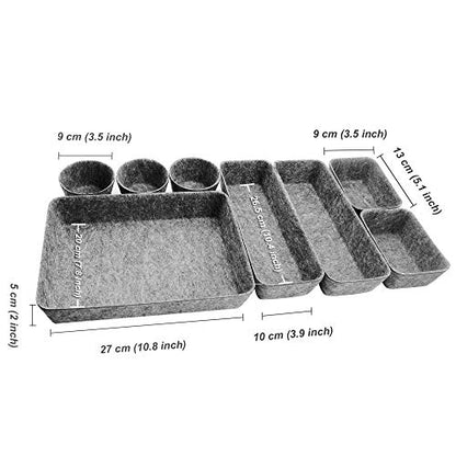 8pcs Drawer Organizers, Separators, Storage Box,Felt Storage Bins Inserts Tool Containers Toy Basket Shelf Cubes Foldable Drawer Dividers Desk Organisers - Grey