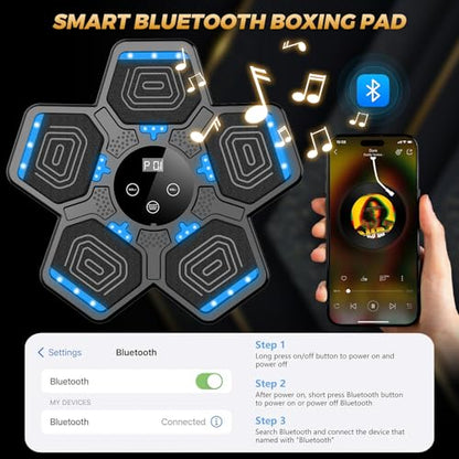 Music Boxing Machine, Wall Mounted Bluetooth Punching Pad with Gloves - color: Jet Black