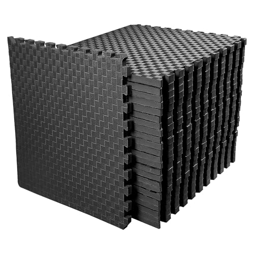 Elevon Puzzle Exercise Gym Flooring Mat,1" Thick EVA Interlocking Foam 18 Tiles Workout Mat for Home Gym, 72 Sq Ft, Midnight, Cushioned, Shock Absorbing