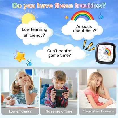 Secura 60-Minute Visual Timer, Silent Study Timer for Kids and Adults - color: Black & Star
