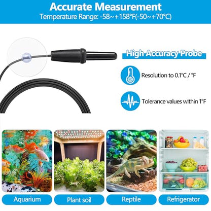 Aquarium Thermometer with Large LCD Display Fahrenheit/Celsius(℉/℃) Fish Tank Thermometer for Aquarium Reptile Terrarium Digital Water Thermometer with Suction Cup(2 Pack) - size: 2 Pack