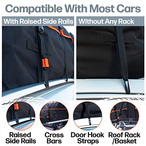 RoofPax XXL 28 cuft Car Rooftop Cargo Carrier Bag Extra Waterproof Car Roof Storage with 10 Heavy Duty Tie Down Straps and 4 Hooks Roof Bag Cargo Carrier for Top of Vehicle with/Without Rack - size: 28 cubic feet