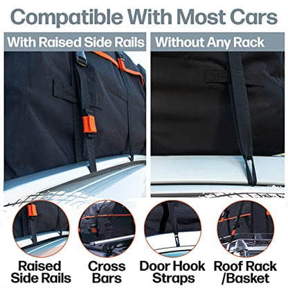 RoofPax XXL 28 cuft Car Rooftop Cargo Carrier Bag Extra Waterproof Car Roof Storage with 10 Heavy Duty Tie Down Straps and 4 Hooks Roof Bag Cargo Carrier for Top of Vehicle with/Without Rack - size: 28 cubic feet