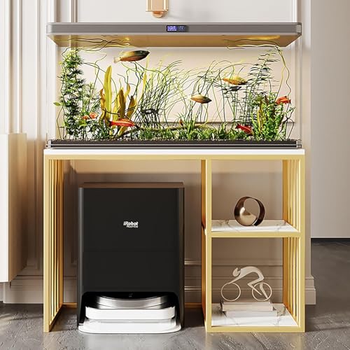 Modern Breeder Vivarium Bottom Shelf 70 Tall for Interior/Patio/Hotel, Aquarium-Stands Standing Fish Tank Aquarium Stands with Adjustable Foot Mat, Farmhouse Corner Terrarium Table Rack(Gold,100x40x70 - color: Gold, size: 100x40x70cm(39x16x28in)